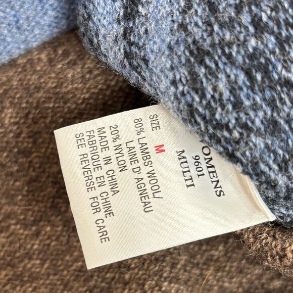 Woolrich vintage Aztec print lambs wool blend zip up sweater blue brown medium - Picture 7 of 7